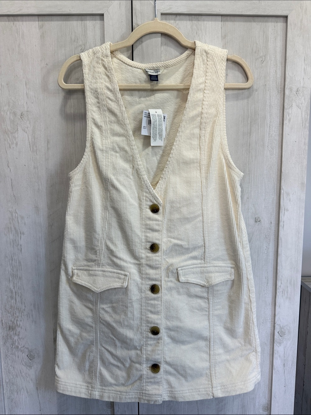 Cream Corduroy Mini Dress